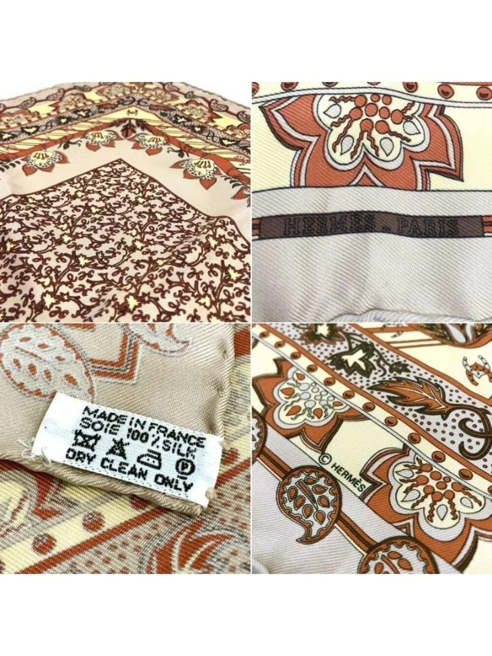 Hermes Scarf Carre 45 Amoeba Flower Gray Ju - Picture 3 of 3
